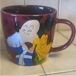 Disney Mickey Mouse and Pluto burgundy coffee mug 20 ounces
